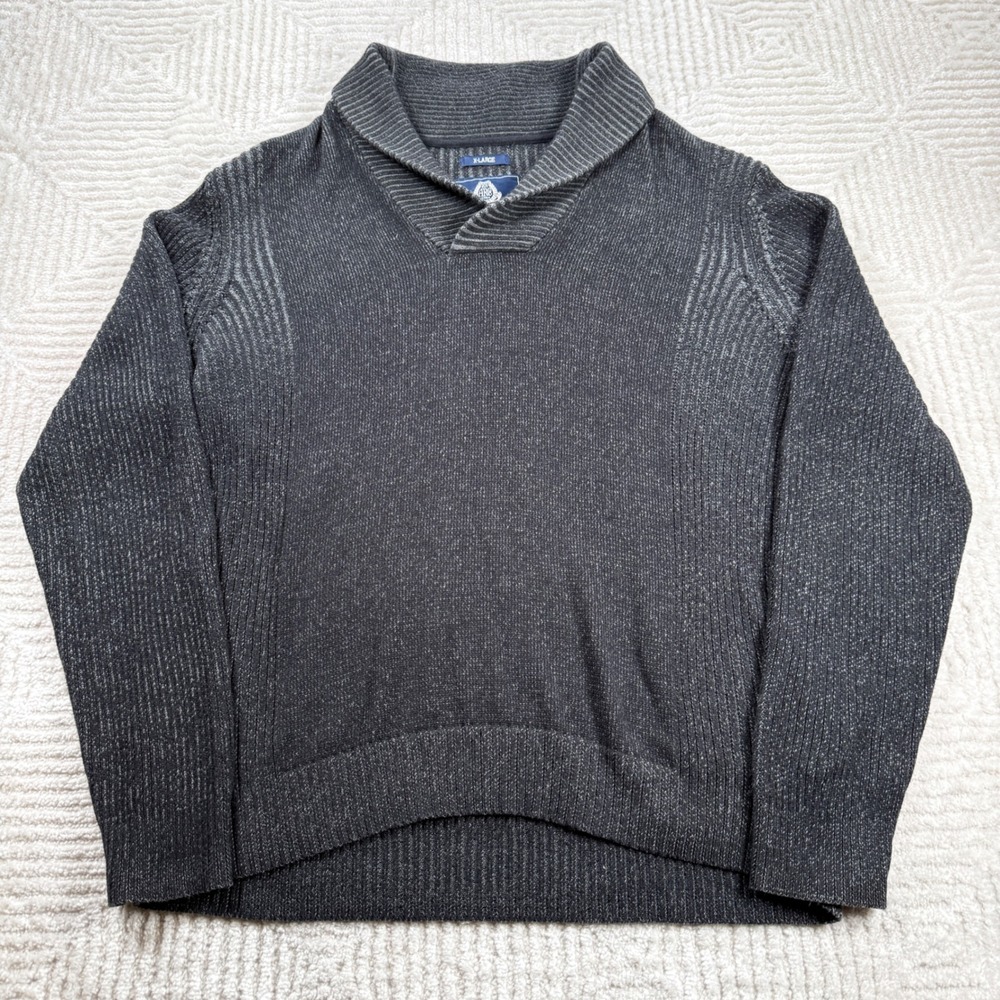 American Rag Sweater Mens XL Grey Shawl Ribbed Old Money Quiet Luxury Academia